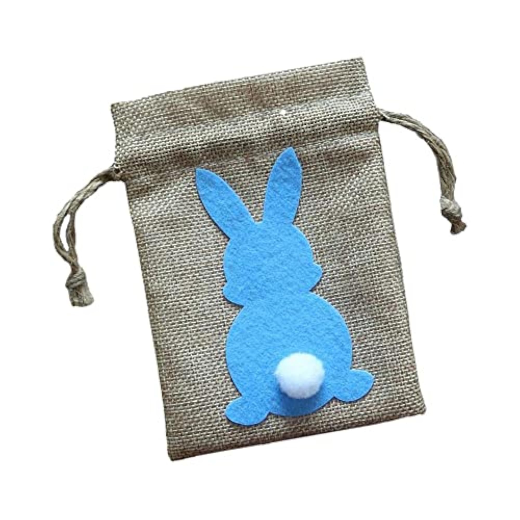 Easter Bunny Decor Drawstring Burlap Bag, 14x10cm, Party Favors